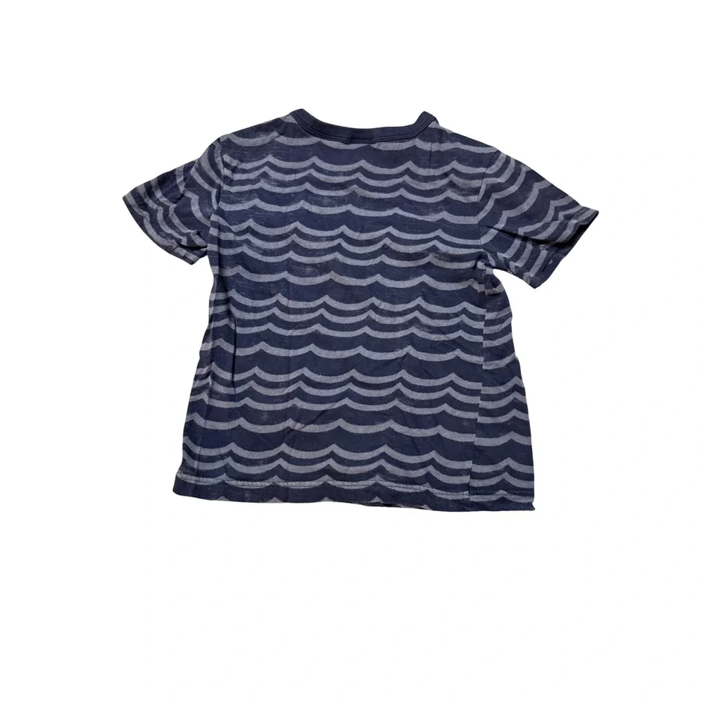 Gymboree Size 6 Boy Short Sleeve Tee Blue Pocket Shark Wave 100% Cotton Causal